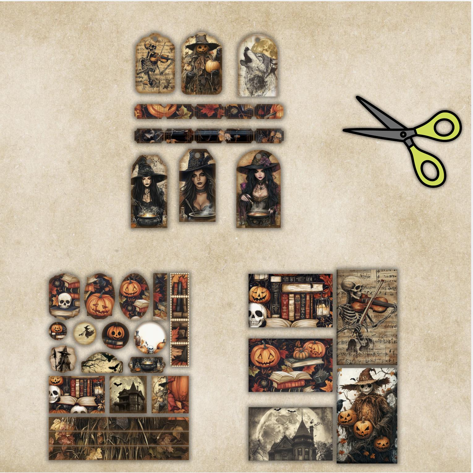 Halloween Junk Journal Folio Kit, Retro Halloween Journal,autumn Junk ...