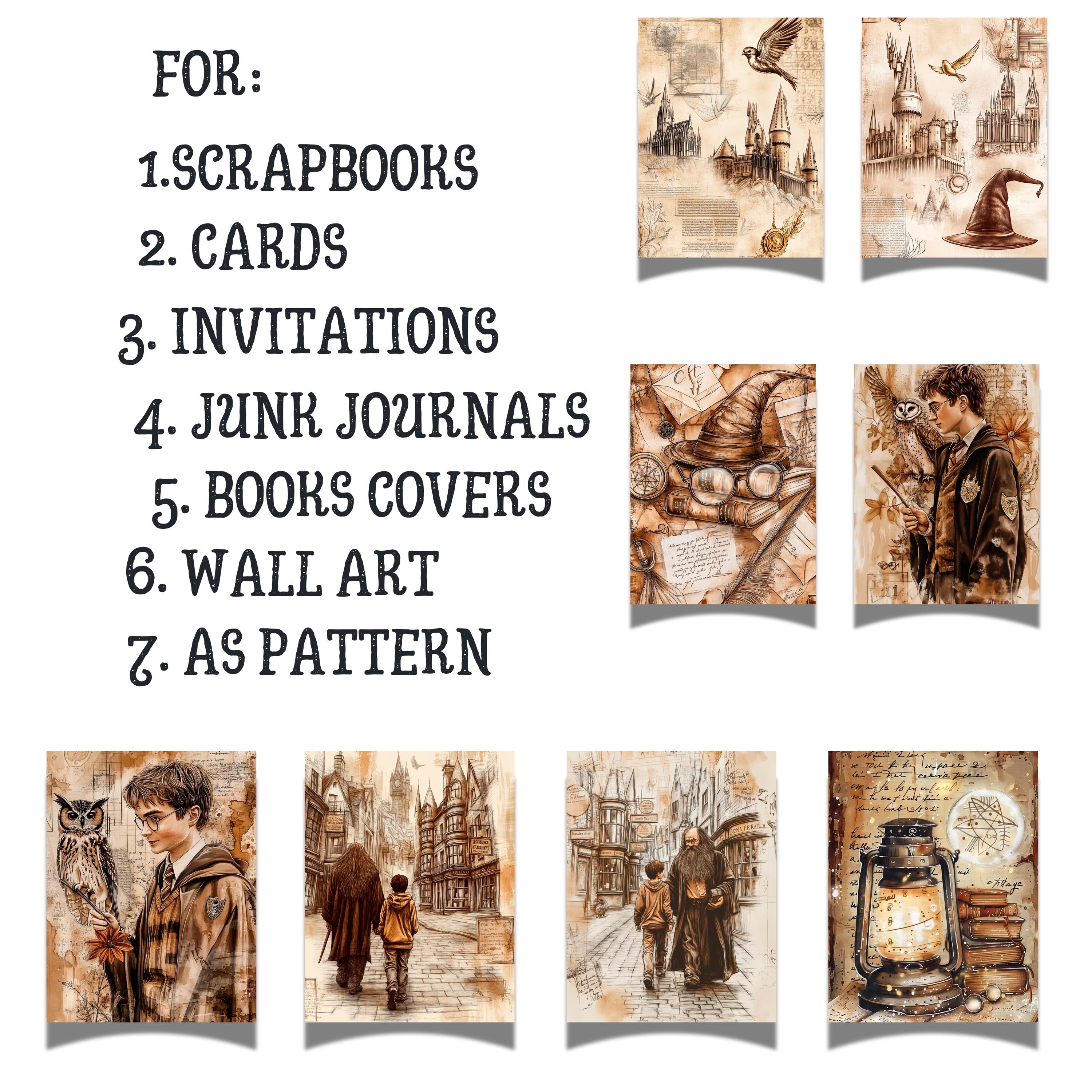Magic School Junk Journal Bundle, School of Wizards Collage Sheets ...