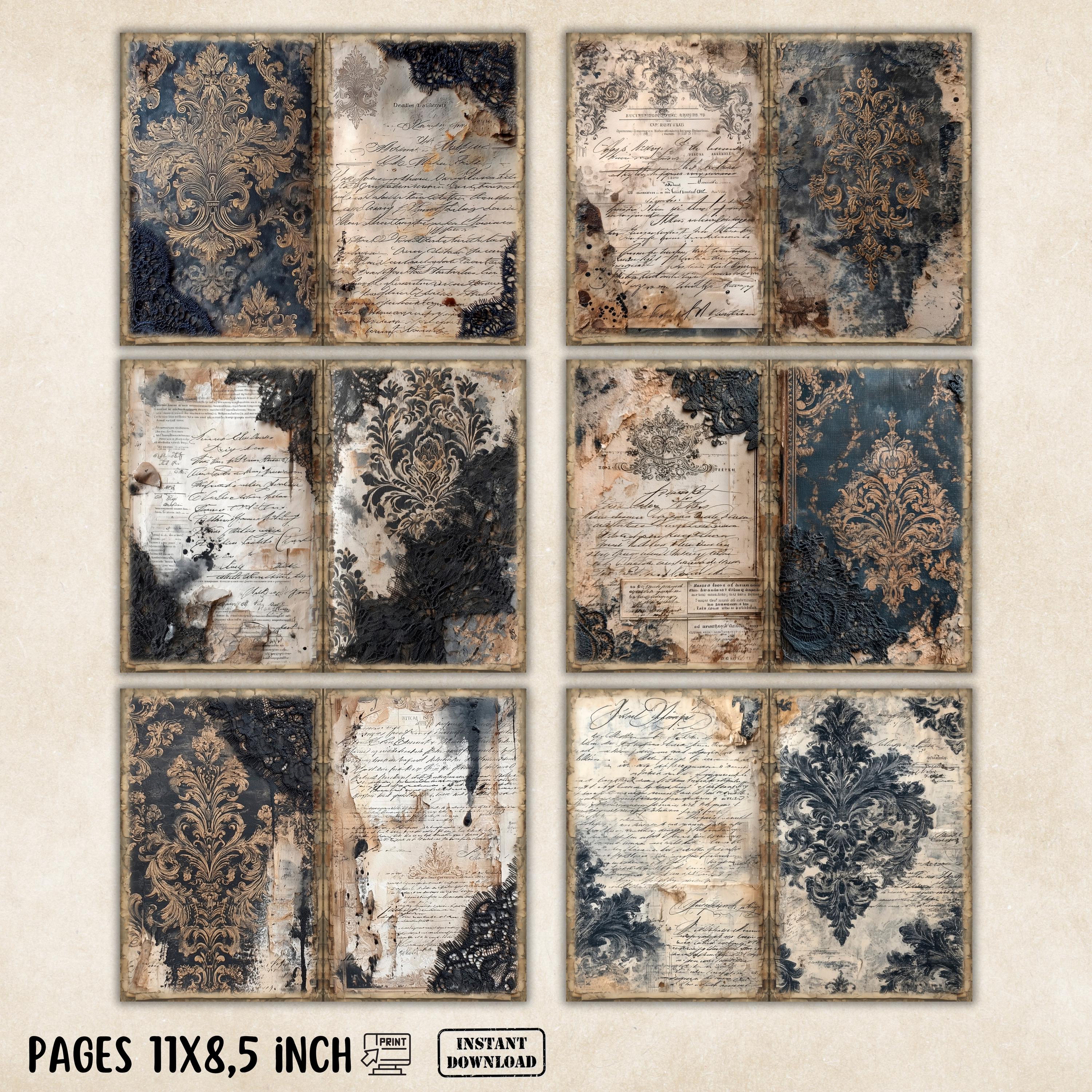 Dark Vintage Junk Journal Pages, Printable Grunge Junk Journal Kit ...