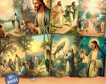 Christian Faith Junk Journal Kit, Printable Scrapbook, Jesus Journal Supplies, Divine collage sheet, Bible Journal, Catholic printable paper