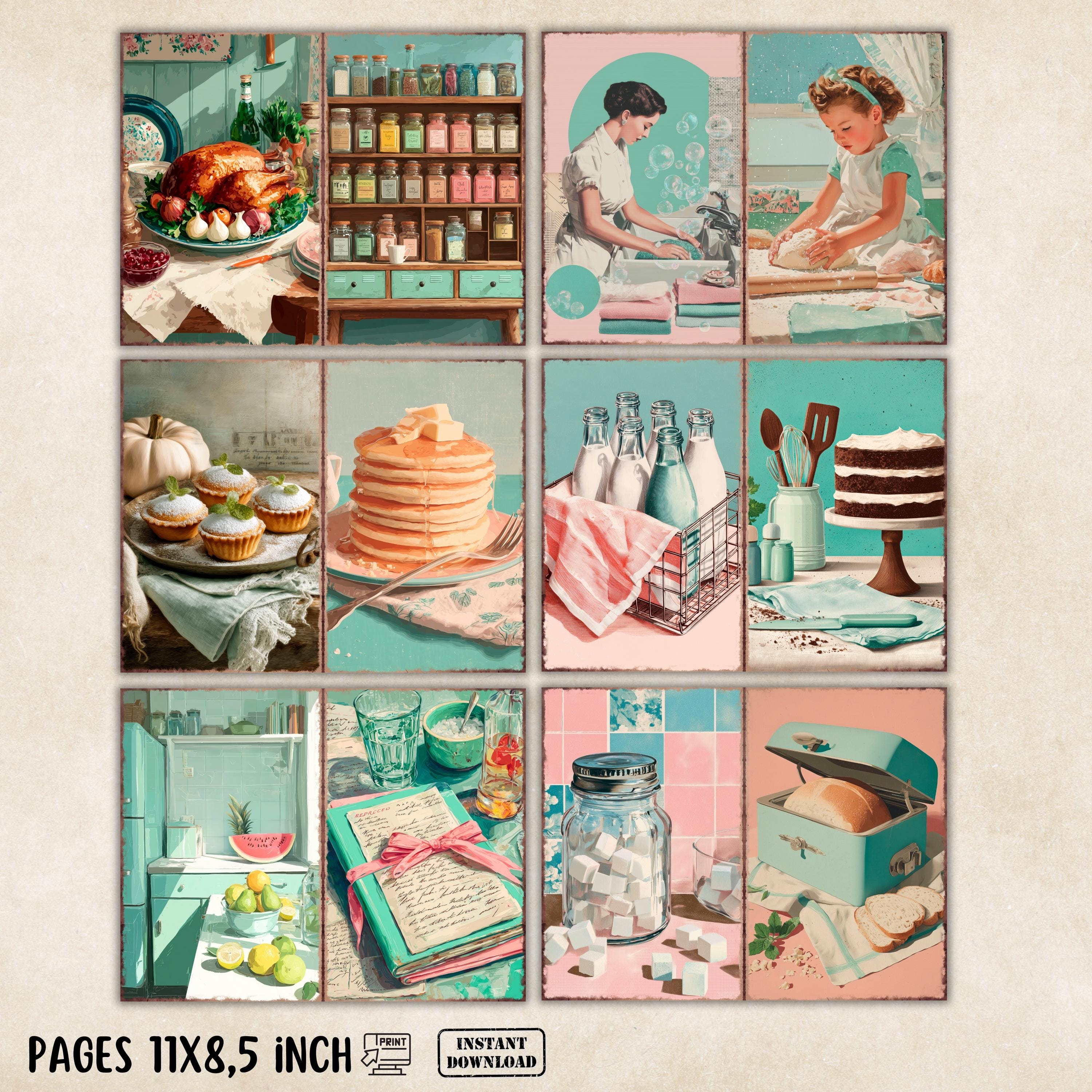 Kitchen Junk Journal Folio Kit, Fussy Cut, Vintage Recipe Scrapbook ...
