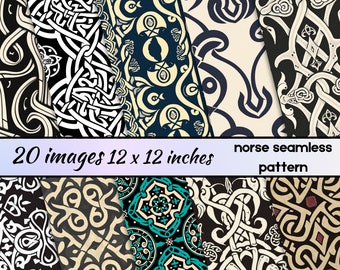 Norse seamless pattern, Celtic Backgrounds, Viking  Scrapbooking Crafts, Junk Journal, Abstract Norse, Viking Geometric Pattern Seamless