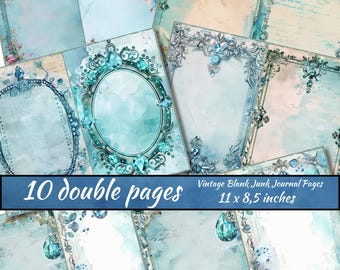 Páginas de diario basura vintage en blanco, papel imprimible para diario basura, papeles rayados básicos en blanco, kit de diario basura, estilo shabby vintage, álbum de recortes