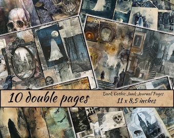 Dunkle Gothic Junk Journal Seiten, Hexen Journal, gruseliges Scrapbook, digitale Ephemera Zubehör, Halloween Bundle, Horror Gothic Hintergrund