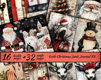 Whimsical Christmas Printable Junk Journal Kit, Digital scrapbook, Winter Junk Journal Kit, Collage Sheet, Retro Santa Claus Printable Pages