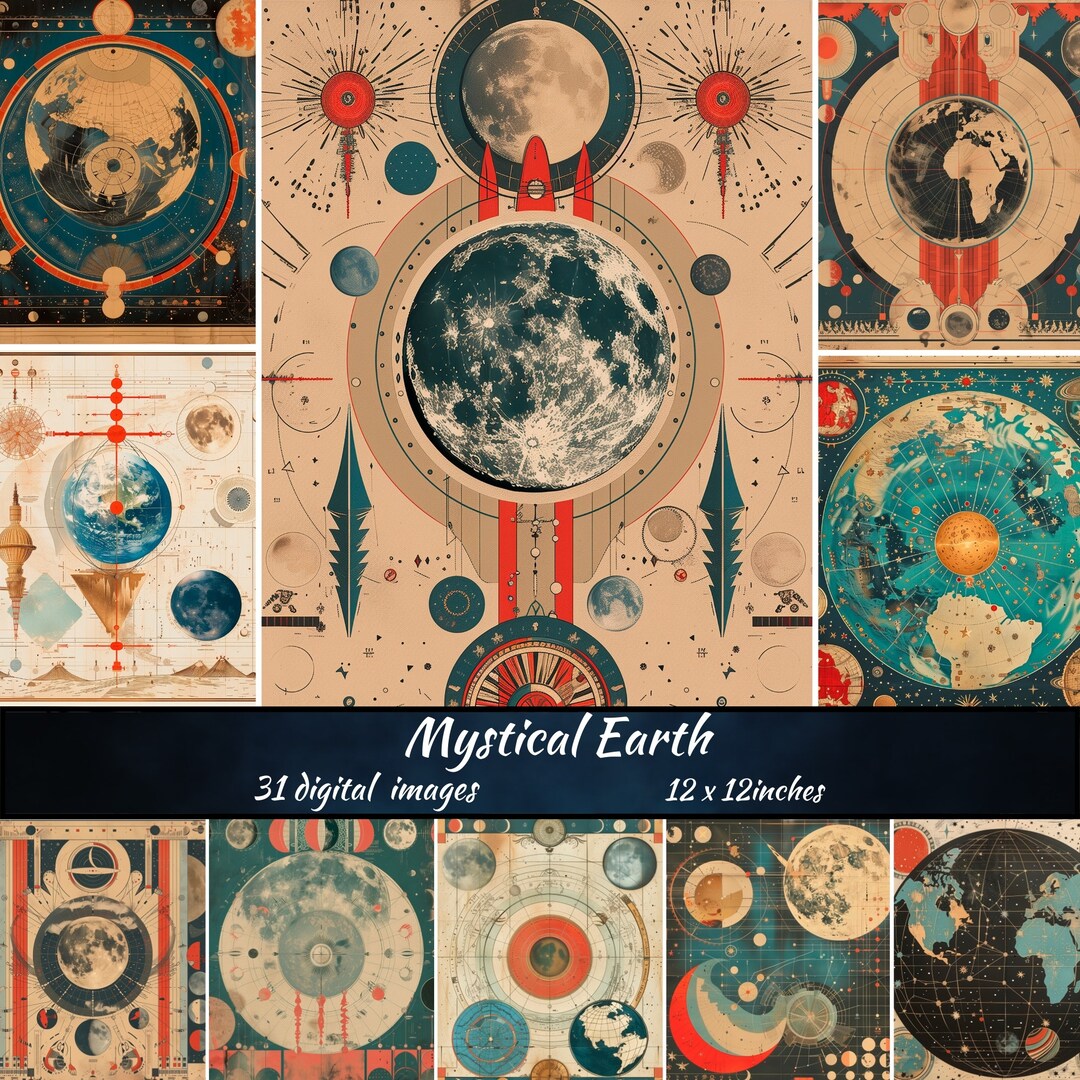 Mystical Earth Digital Paper, Download Magic Printable Scrapbook Paper ...