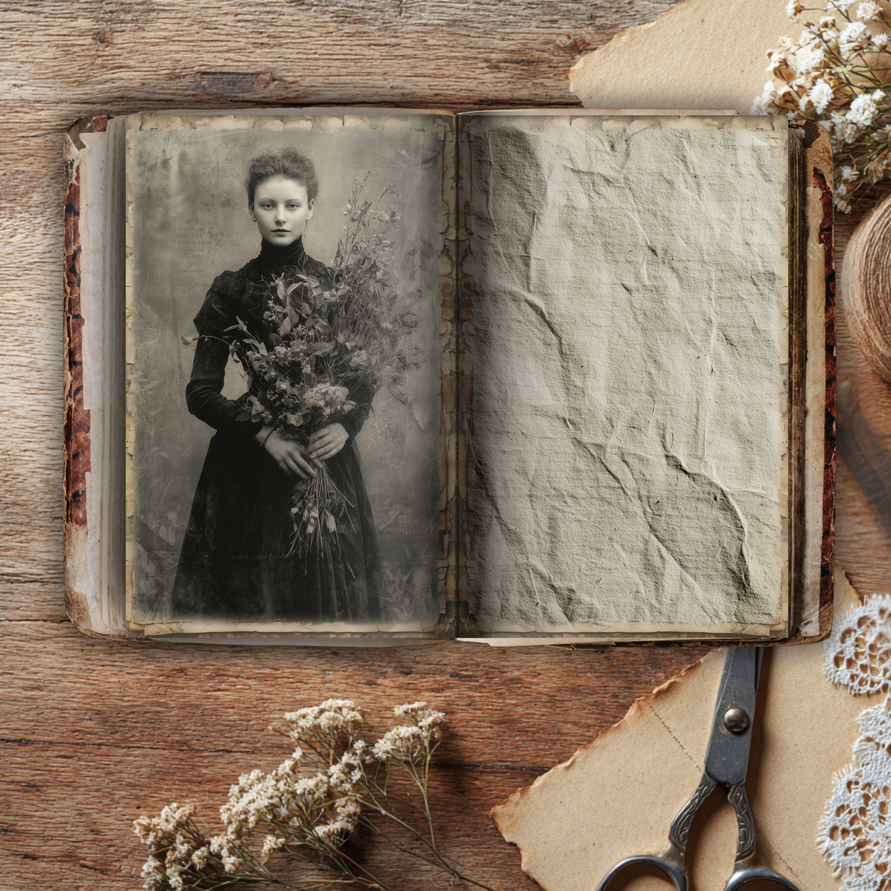 Vintage Grunge Junk Journal Kit, Printable Black Tag, Pocket, Dark ...