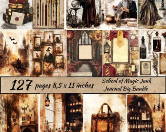 Wizard Junk Journal Big Bundle, Printable Magic School Bundle, Magic school printable, Wizard Digital Collage Sheet, Magic Junk Journal Kit
