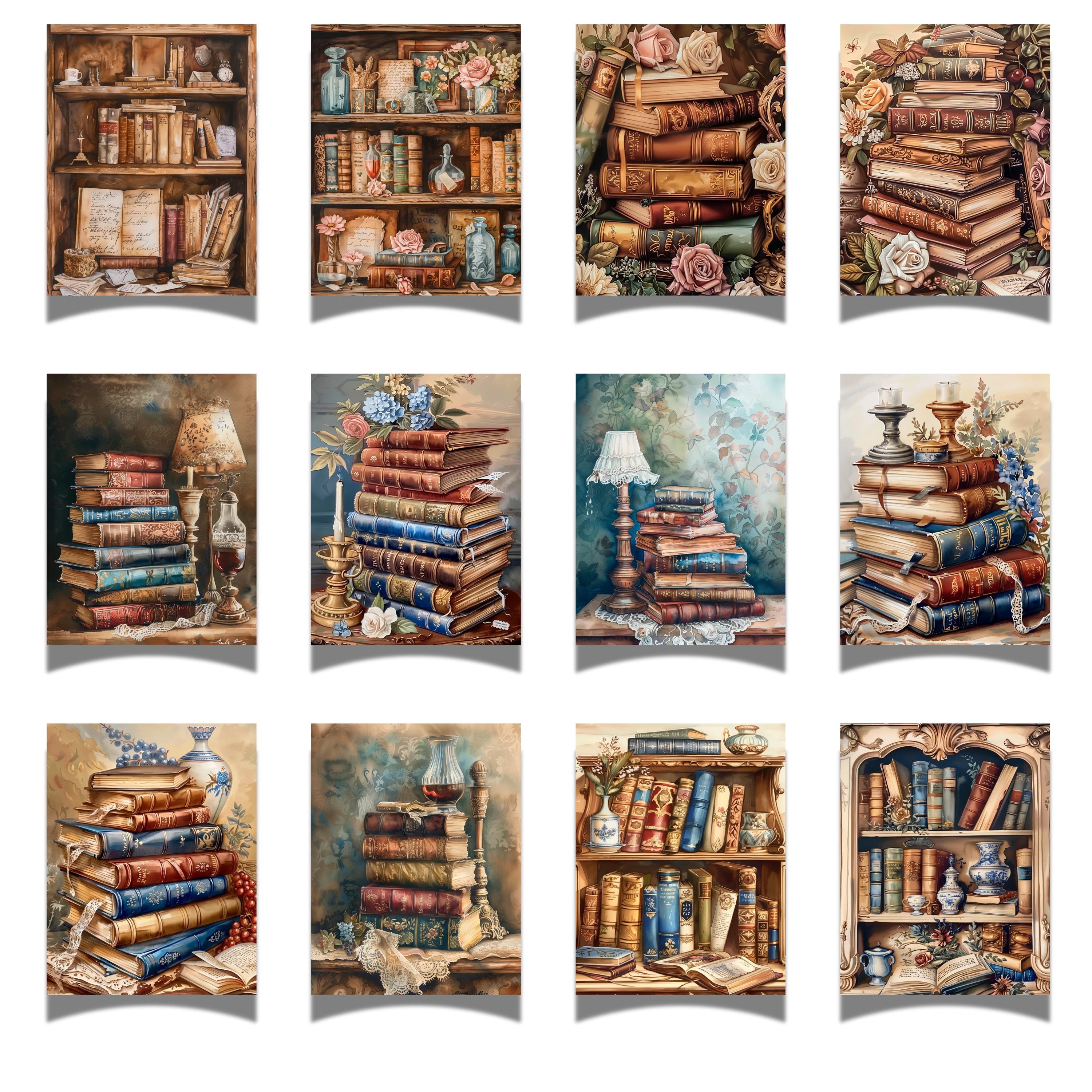 Library Junk Journal Kit, Cottagecore Pages, Old Book Digital Paper ...