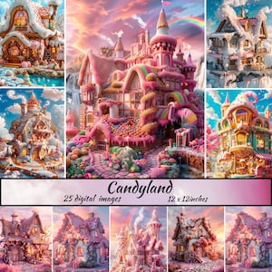 Candy land Papel digital de cuento de hadas, Fondo de caramelo dulce de cuento de hadas, Fondo dulce de fantasía, Descargar diario basura de caramelo, Scrapbooking