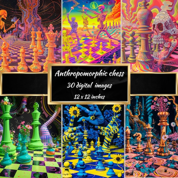 Anthropomorphic chess figurines, anthropomorphic Digital Paper, digital chess backgrounds, printable chess paper, humanized art background