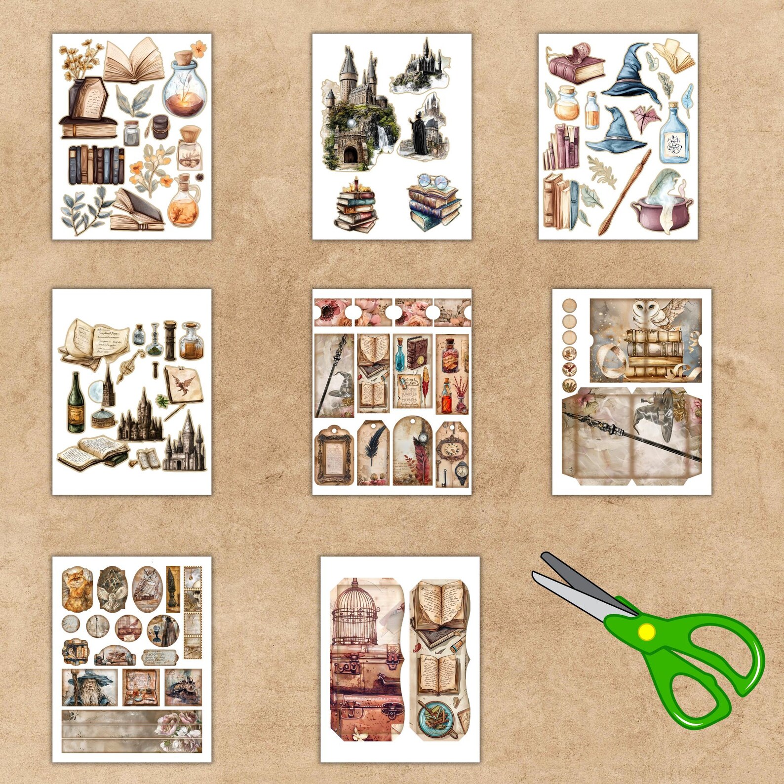 Wizard Junk Journal Kit, Wizard Digital Collage Sheets, Magic Junk ...