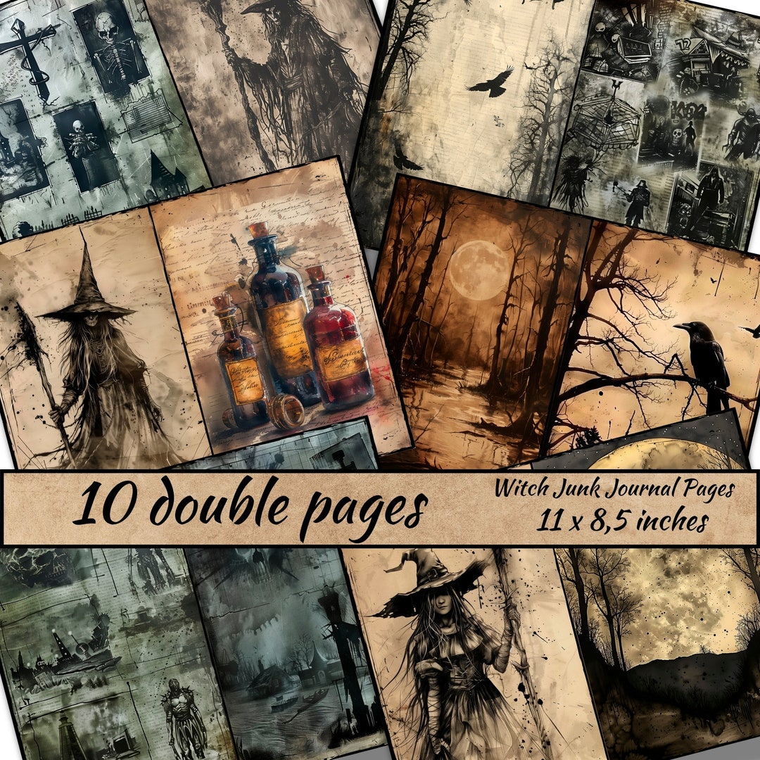 Witch Junk Journal Pages, Gothic Printable Pages, Scrapbooking Cards ...
