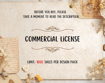 Commercial License - Up to 1000 Sales for One Design Pack - No credit - digital download, printable paper