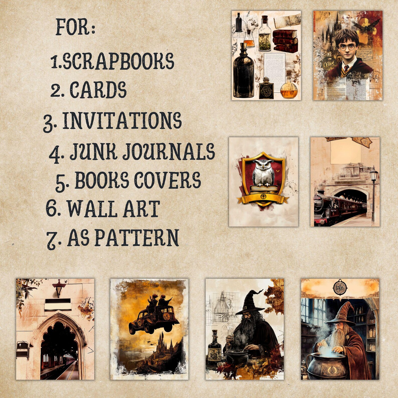 WIZARD Junk Journal Bundle, Tags, Folio Kit, School of Magic Junk ...