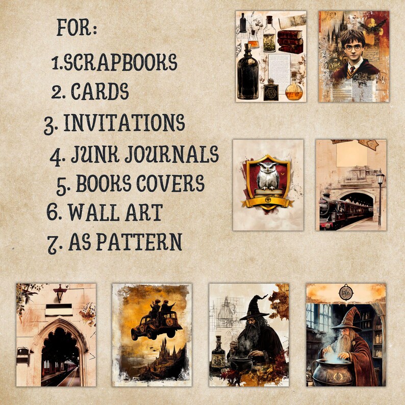 WIZARD Junk Journal Bundle, Tags, Folio Kit, School of Magic Junk ...
