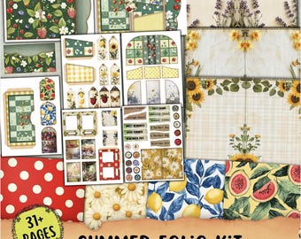 Botanical Junk Journal Folio Kit: Printable Ephemera, Scrapbook Paper (PDF Download)