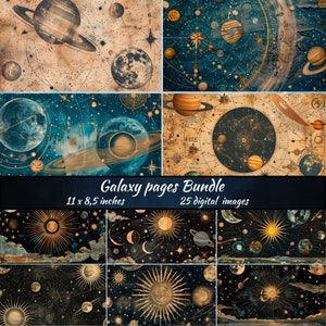 Galaxy decoupagebundel Sun & Moon Pages Celestial collagevel Mystieke maanachtergronden Mystieke scrapbooking Vintage nachtelijke hemel kortstondige