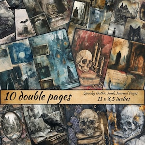 Dark Gothic Junk Journal Pages, Horror Gothic paper, Spooky Gothic Printable, Printable Horror , Halloween Fantasy Skull, Witch Junk journal
