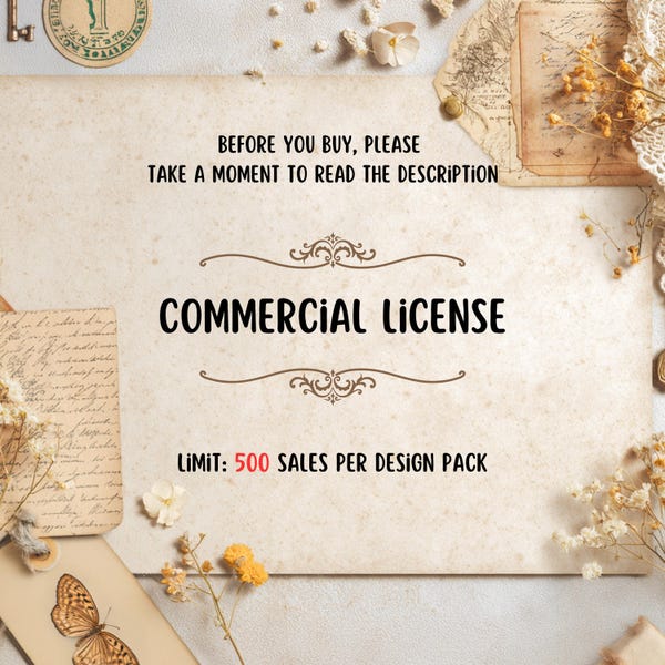 Licencia comercial: hasta 500 ventas por un paquete de diseño. Sin crédito. Descarga digital, papel imprimible.