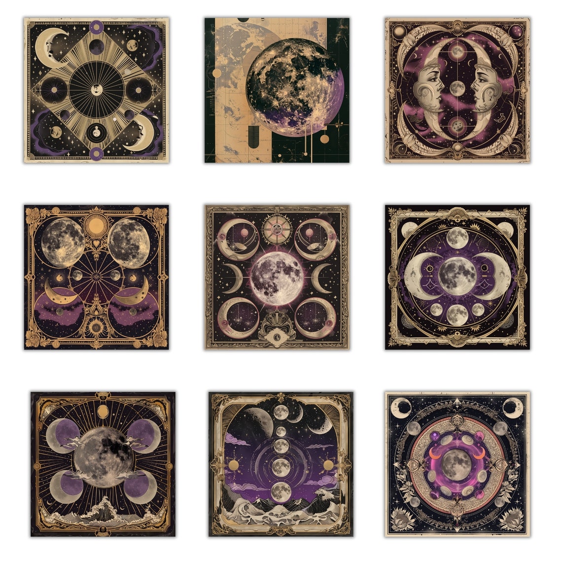Mystical Moon Digital Paper, Download Magic Galaxy Scrapbook Paper ...
