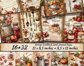 Old Kitchen Junk Journal Kit, Cookbook Printable, Cooking Baking Digital Paperб Digital Scrapbook,  Kitchen Ephemera, Scrapbook, Baking Food