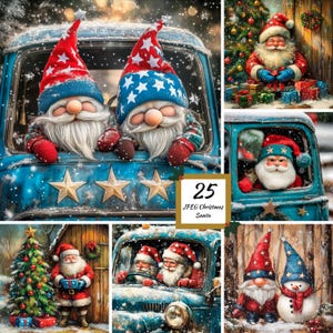 JPEG Christmas Santa, Vintage Christmas Printable Bundle, Winter Scenery Christmas Scenery Presents, Paper Craft, Junk Journal, Scrapbooking