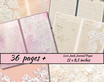 Lace Junk Journal Pages, Vintage Ledger Paper (Digital Download)
