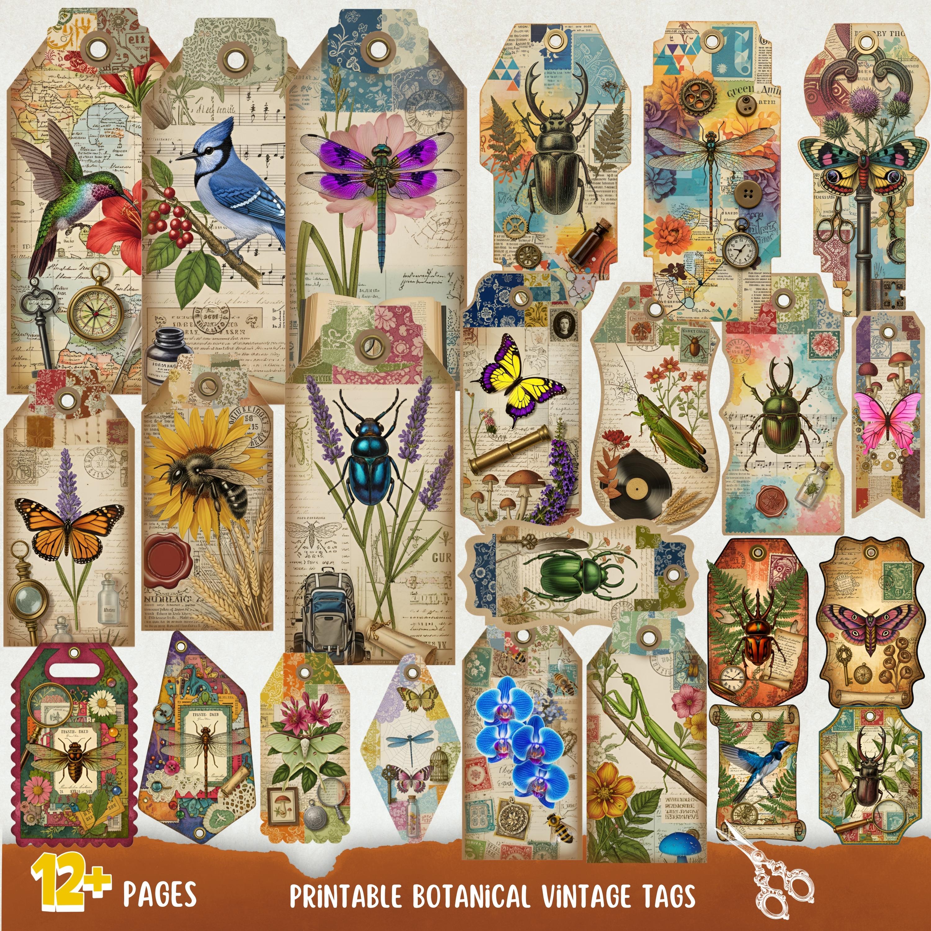 Printable Botanical Vintage Tags, Ephemera, Junk Journal Supplies ...
