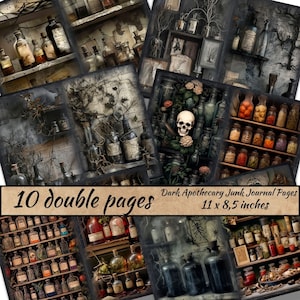 Dark Apothecary Junk Journal Pages, heks scrapbooking, Halloween Digi Kit, gotische collagevellen, alchemistisch thema, pagina's Mystic Potion
