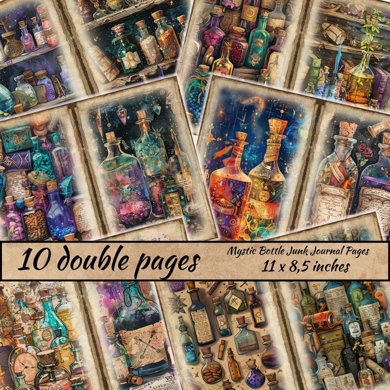 Magic Potion Junk Journal Pages, Digital Scrapbook Paper Kit, Vintage ...