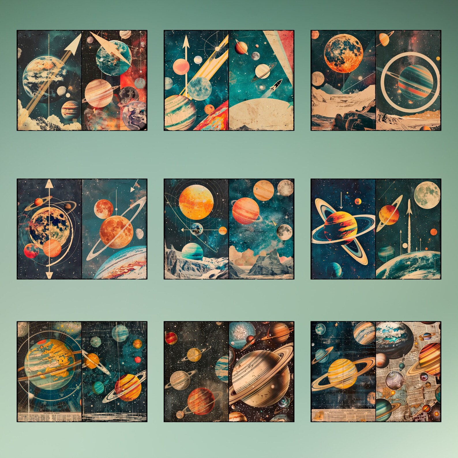 Space Junk Journal Paper,galaxy Digital Scrapbook Bundle, Celestial ...