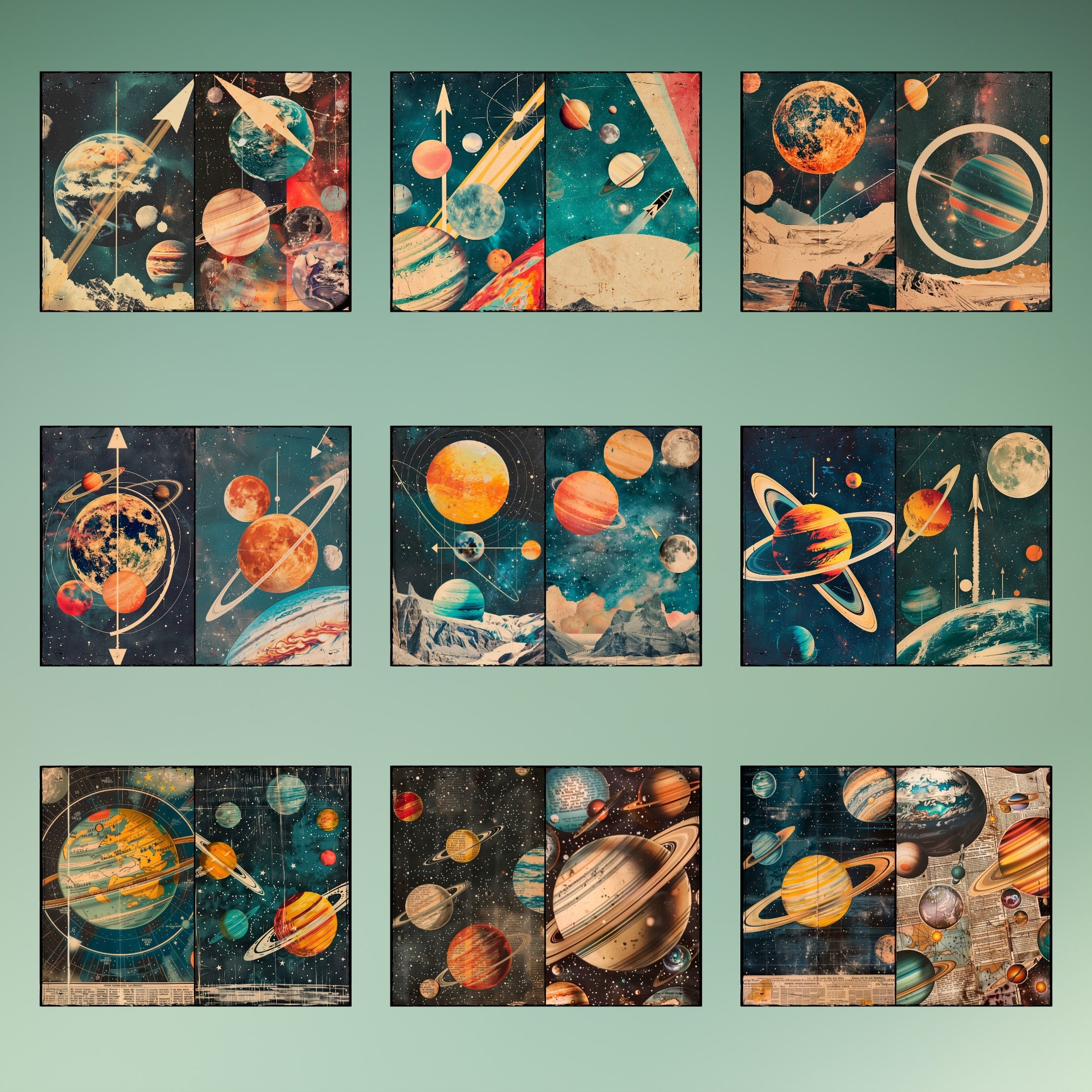 Space Journal Paper Space Junk Journal Paper,galaxy Digital Scrapbook Bundle, Celestial ...