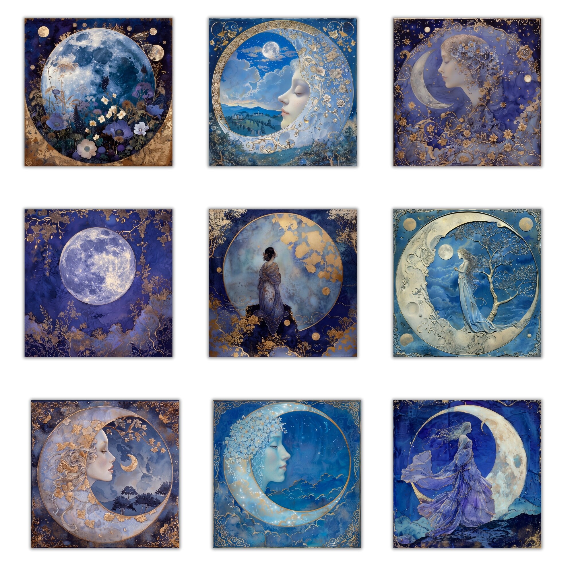 Blu Magic Moon Galaxy Digital Paper, Download Moon Scrapbook Paper ...