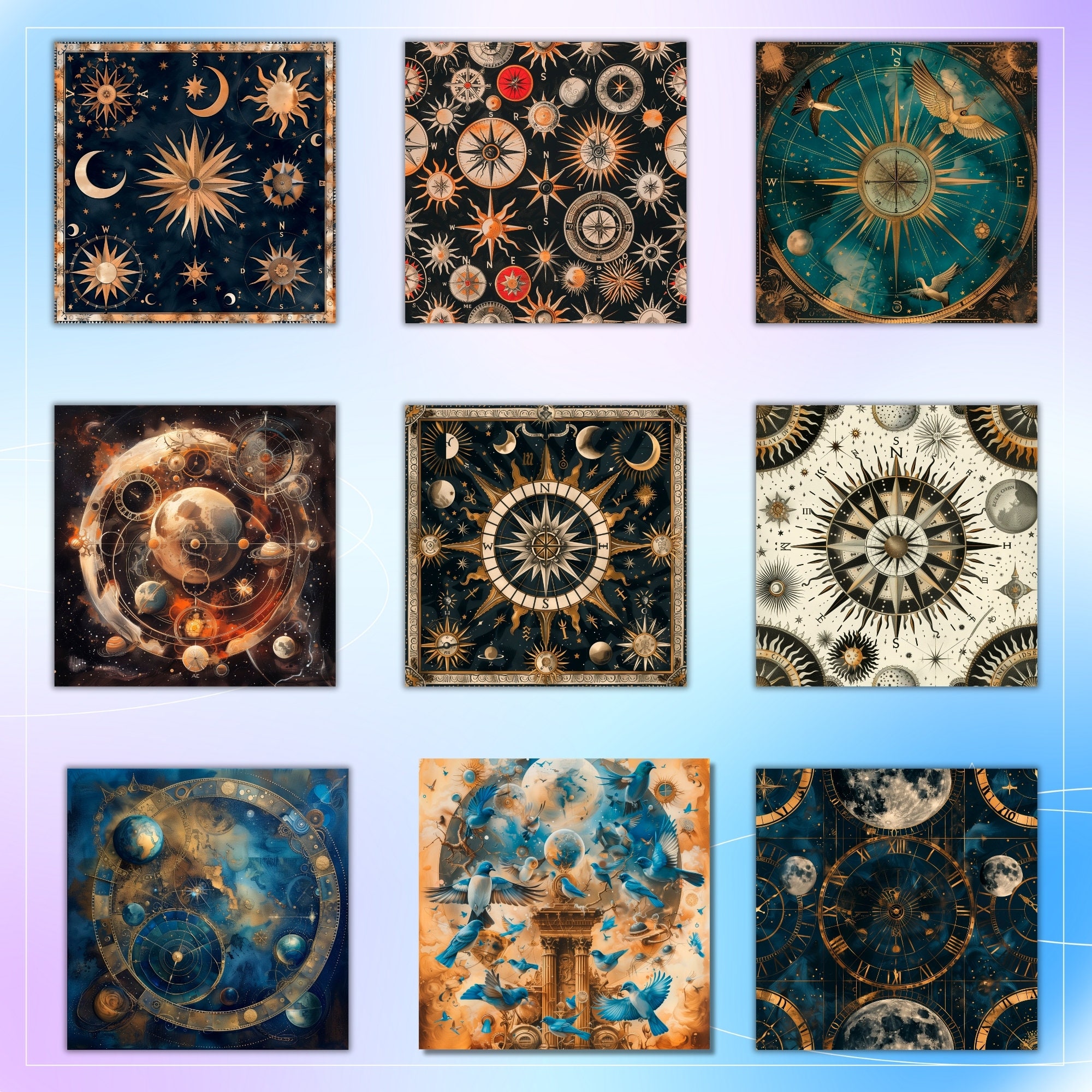 Galaxy Magic Digital Paper, Download Zodiac Printable Scrapbook Paper ...