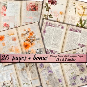 Vintage Junk Journal Seiten, Printable Kit, Journal Hintergrund, Doppelseiten Ephemera, Schrift Scrapbook, Collage Seite