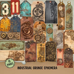 Vintage Steampunk Ephemera: Printable Grunge Labels, Tags (PDF Download)