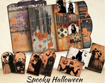 Halloween Junk Journal Folio Kit, Halloween Junk Journal, Autumn Junk Journal, Griezelig Junk Journal, Vintage Halloween Ephemera, Griezelig seizoen