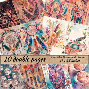 Kit stampabile Boho Dream Junk Journal, carta Feather Junk Journal, carta per album stravagante, Boho Hippie Boho, Hippie Ephemera
