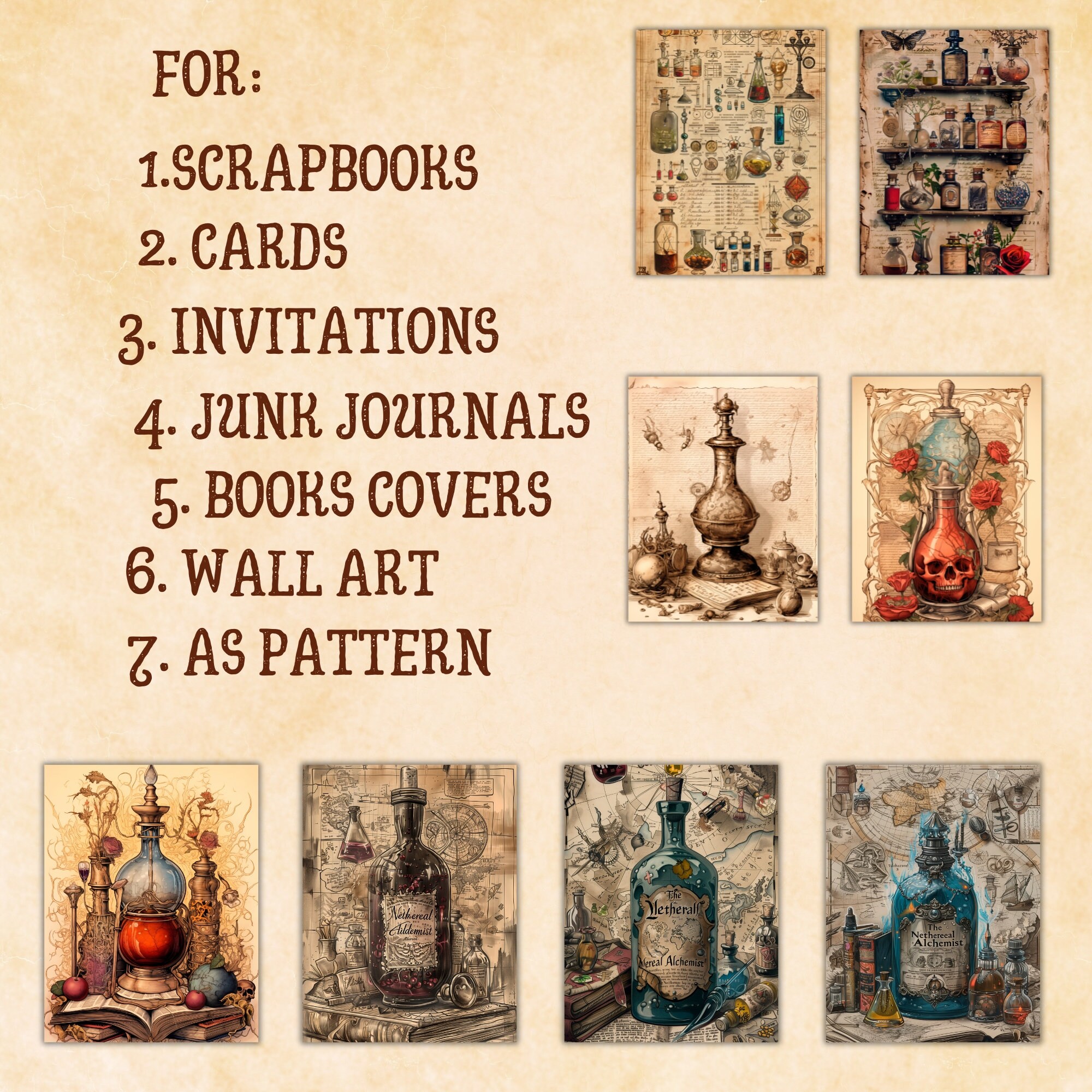 Mystic Potion Digital Junk Journal, Vintage Ephemera, Witchcraft Books ...