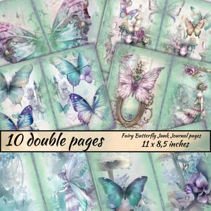 Fee Schmetterling Junk Journal Seiten, Fantasy Schmetterling Fee Collage Printable, Digitales Kit, Magischer Schmetterling Junk Journal Papier