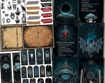 Grimoire Junk Journal Kit, Printable vintage ephemera, Black Grunge  Witchy Spellbook, Dark Academia, Witchcraft Ephemera