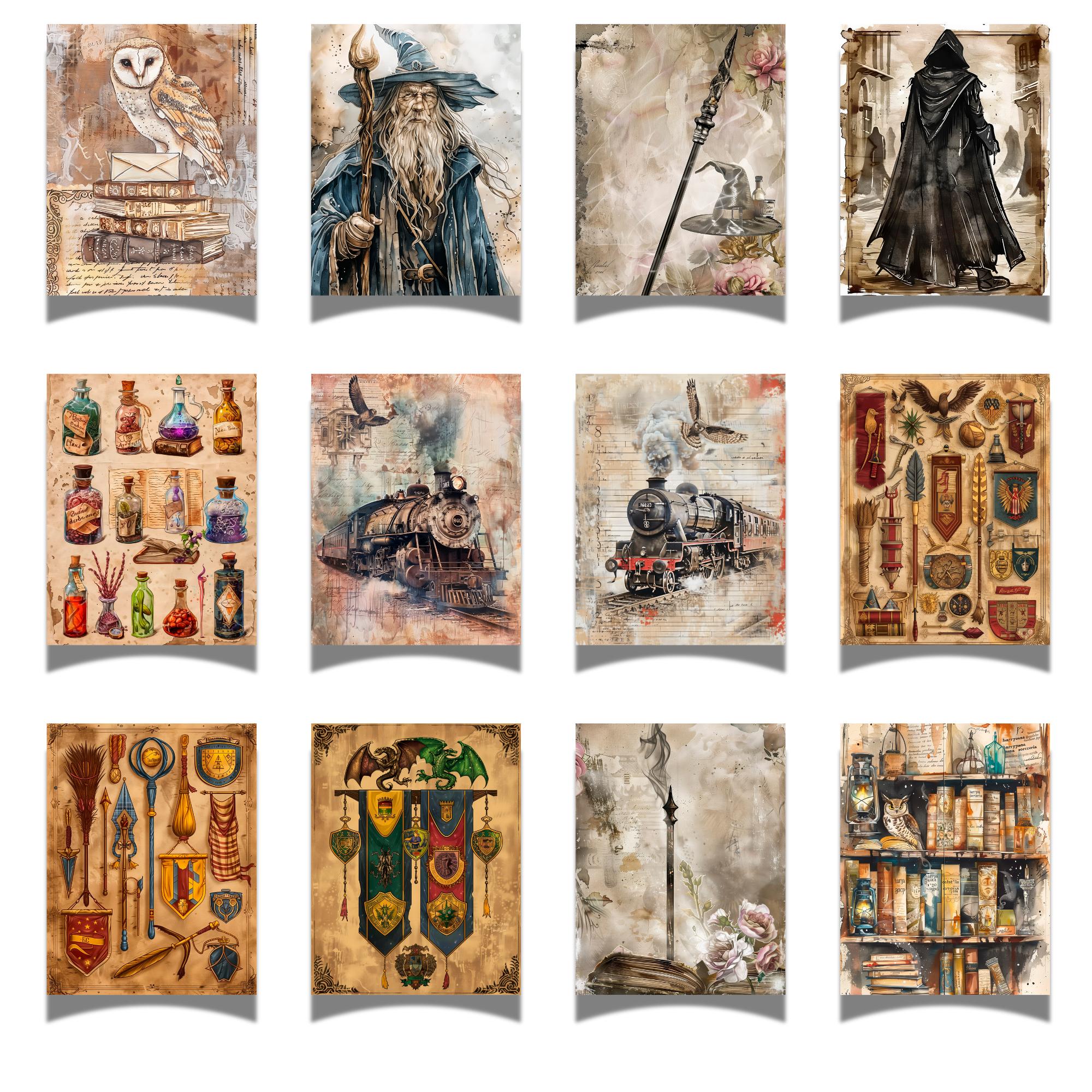 Wizard Junk Journal Kit, Wizard Digital Collage Sheets, Magic Junk ...