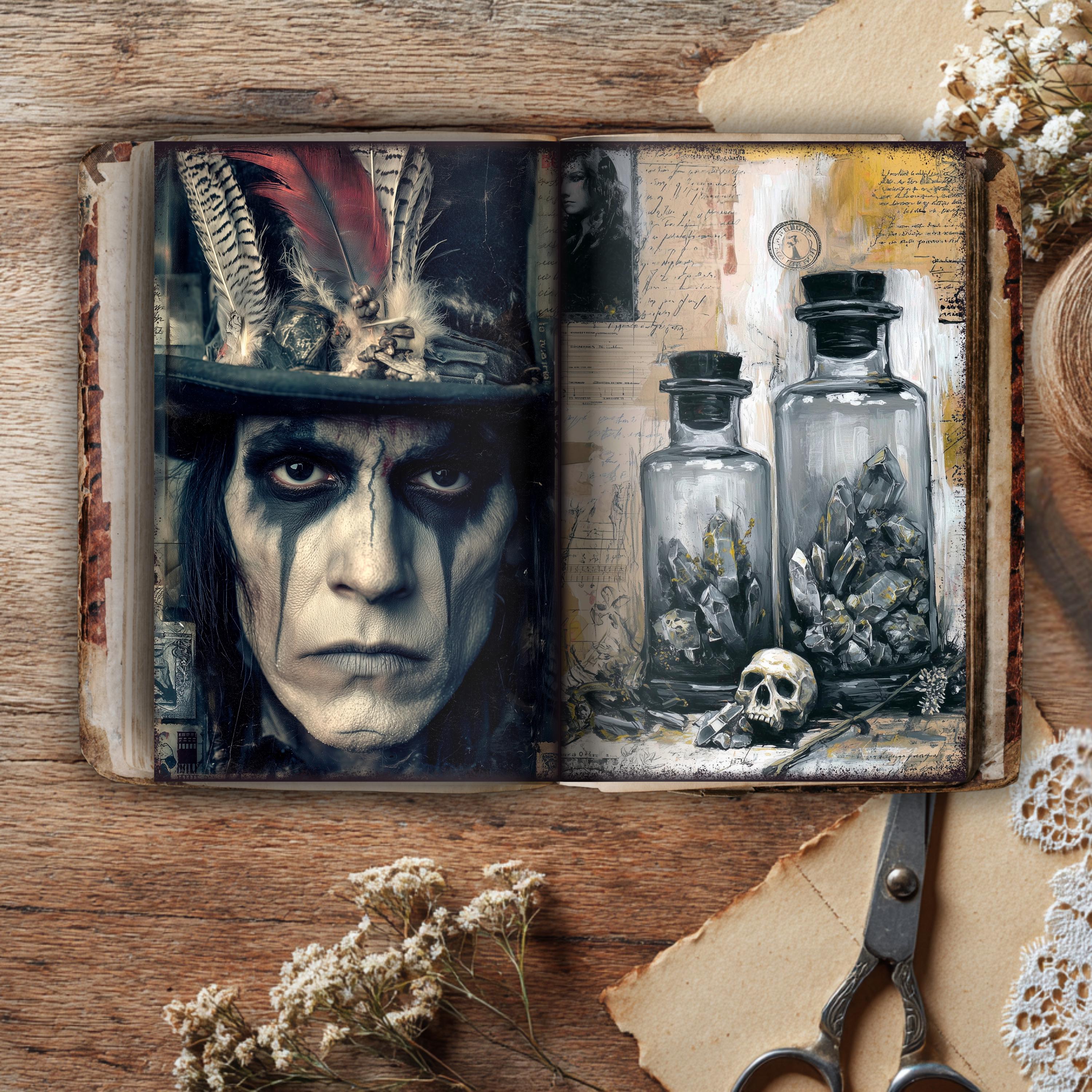 Witchcraft Junk Journal Kit, Printable Black Vintage Ephemera ...