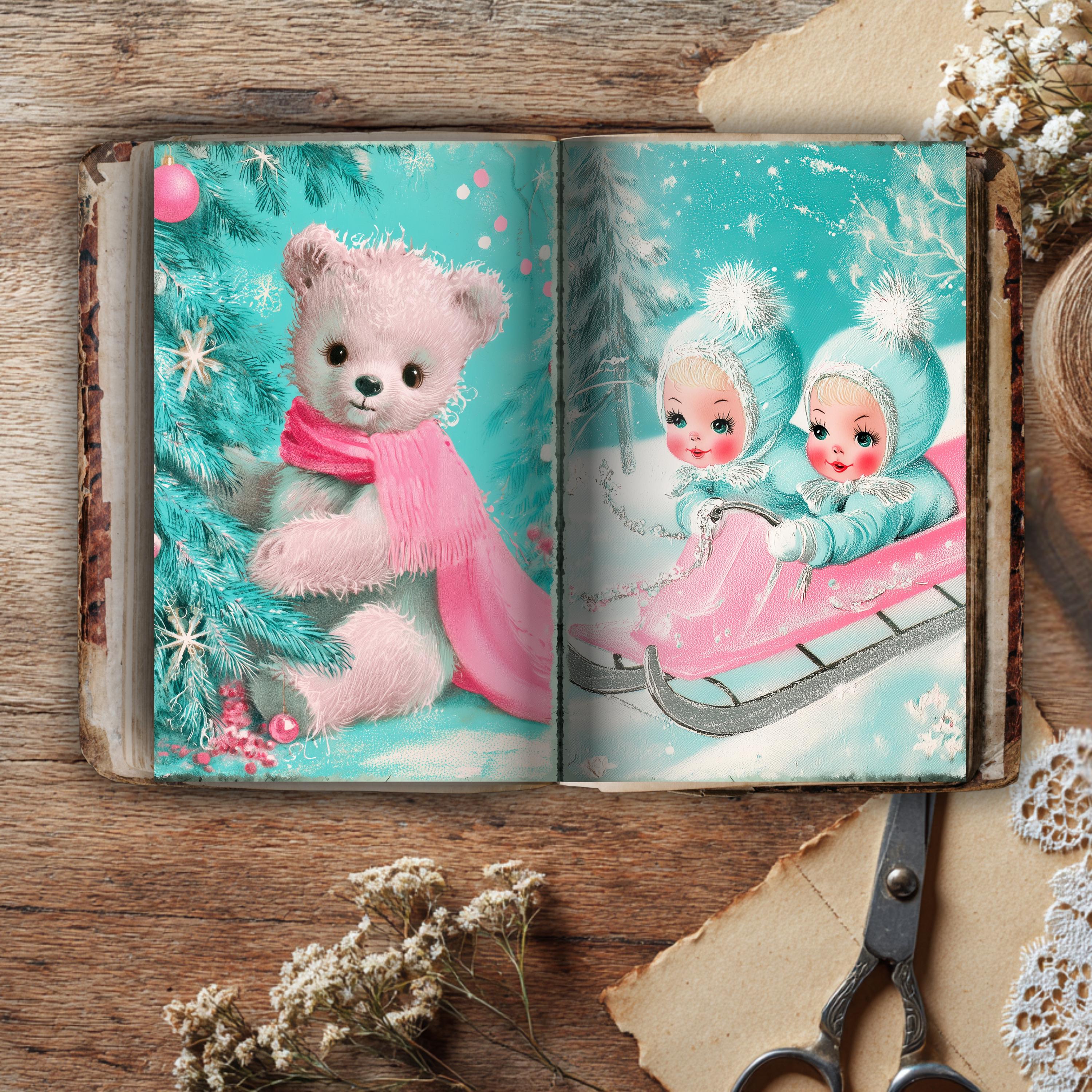Printable Christmas Junk Journal Pages, Vintage Winter Printable Papers ...