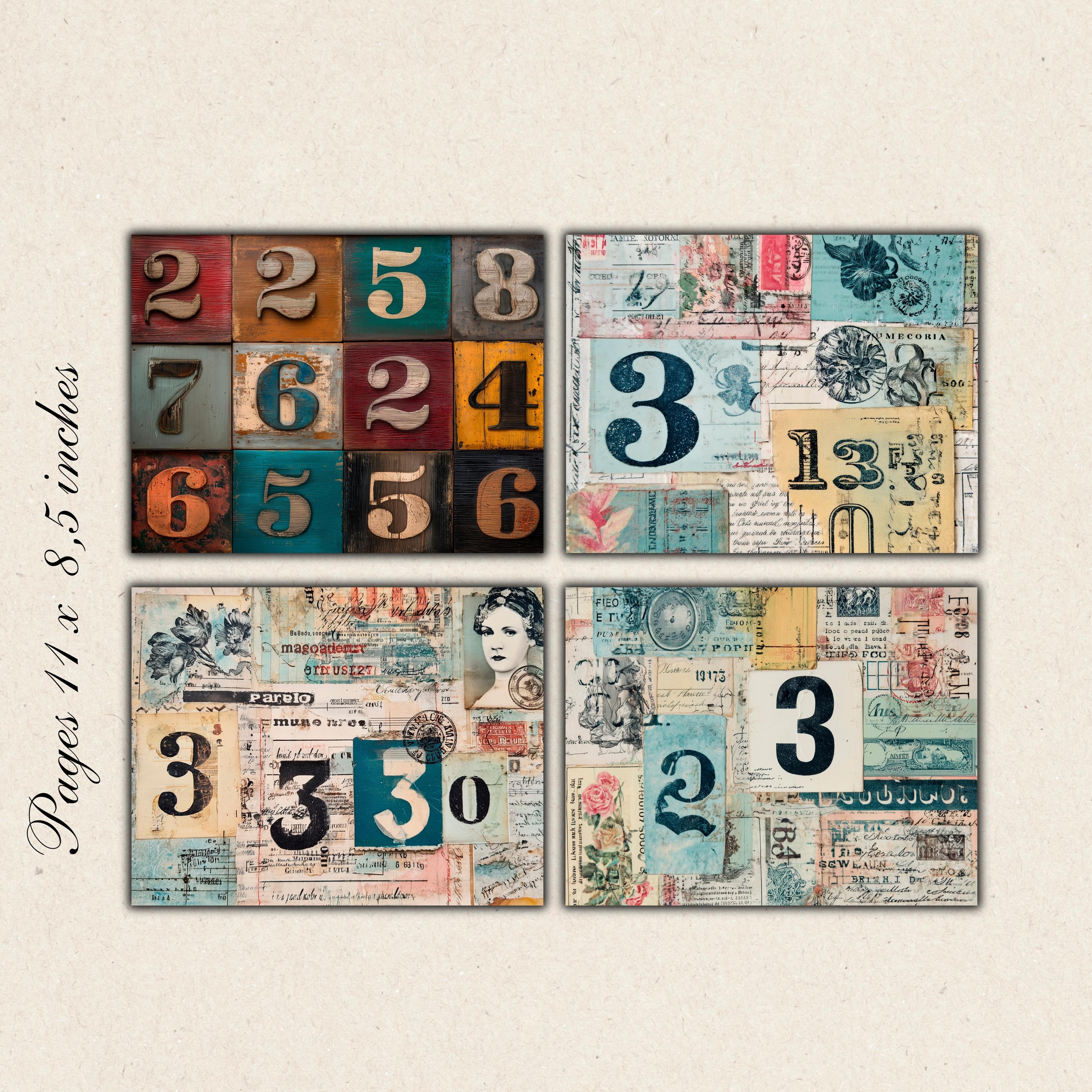 Numbers Printable Ephemera, Label, Tag, Vintage Fussy Cut, Junk Journal ...