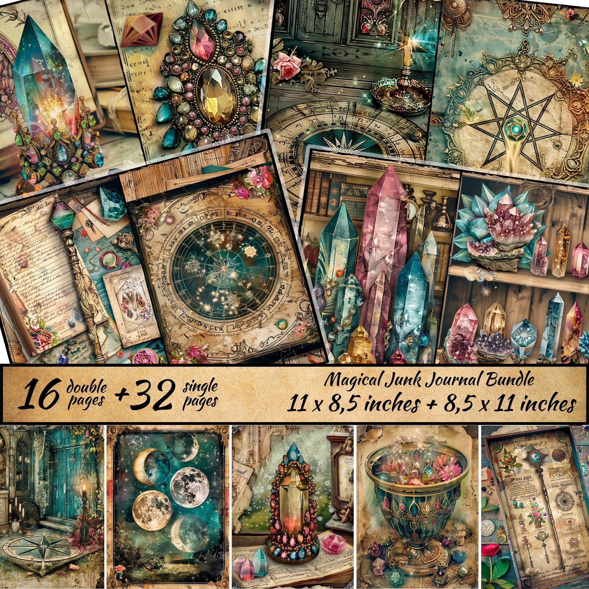 Magical Junk Journal Bundle, Fantasy Collage Printable, Fantasy Kit ...