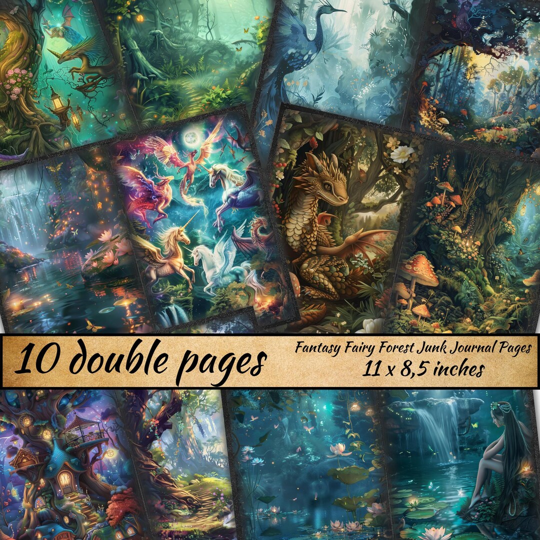 Fantasy Fairy Forest Junk Journal Pages, Handmade Fairy Junk Journal ...