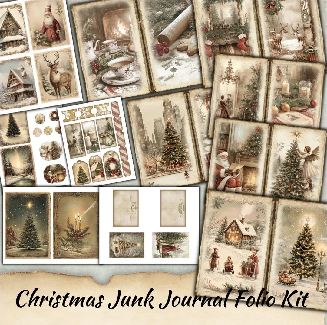 Christmas Junk Journal Kit, Christmas Fussy Cuts Digital Folio Kit ...