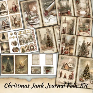 Weihnachten Junk Journal Kit, Weihnachten Fussy Cuts Digital Folio Kit, Weihnachten Tag Ephemera, Weihnachten Postkarte, druckbares Folio Scrapbook